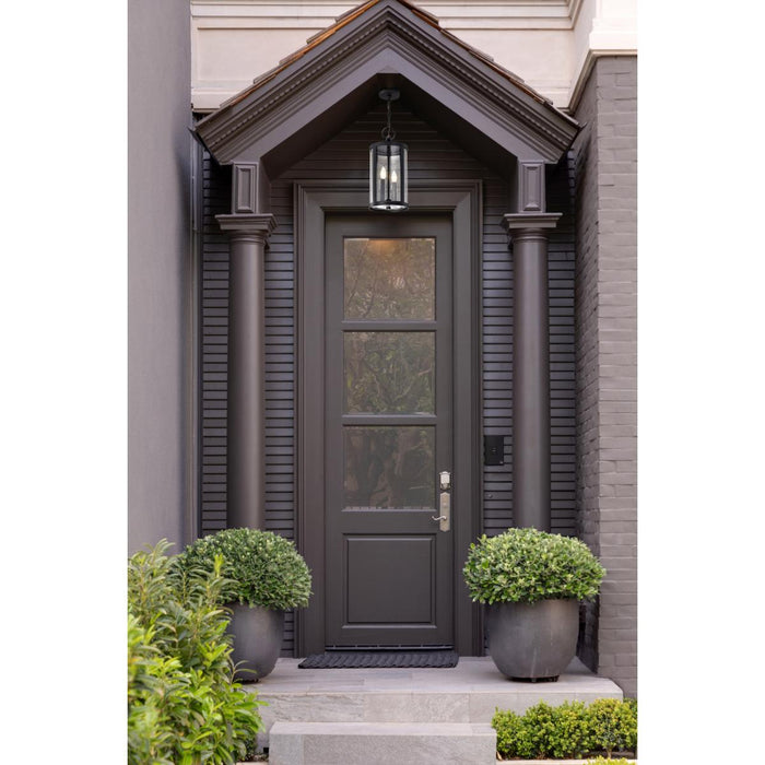 SATCO/NUVO Broadstone 2-Light Hanging Lantern Matte Black With Clear Seeded Glass (60-8115)