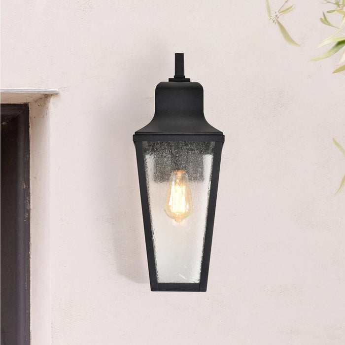 SATCO/NUVO Lawrence 1-Light Large Wall Lantern Matte Black With Clear Seeded Glass (60-8133)