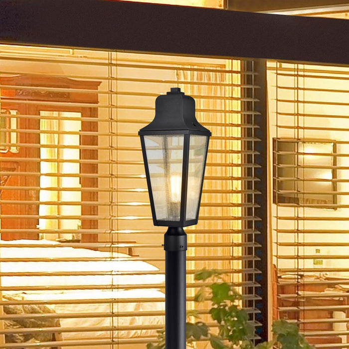 SATCO/NUVO Lawrence 1-Light Post Top Matte Black With Clear Seeded Glass (60-8134)