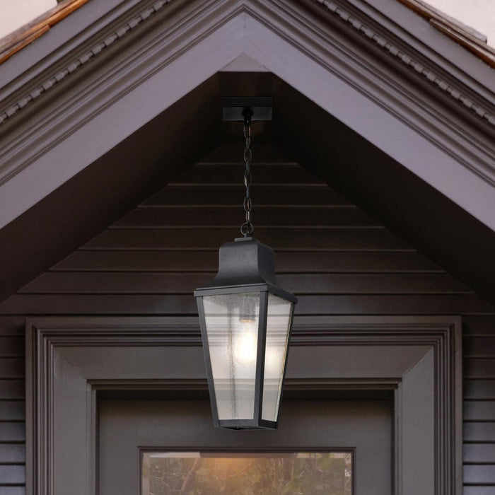 SATCO/NUVO Lawrence 1-Light Hanging Lantern Matte Black With Clear Seeded Glass (60-8135)