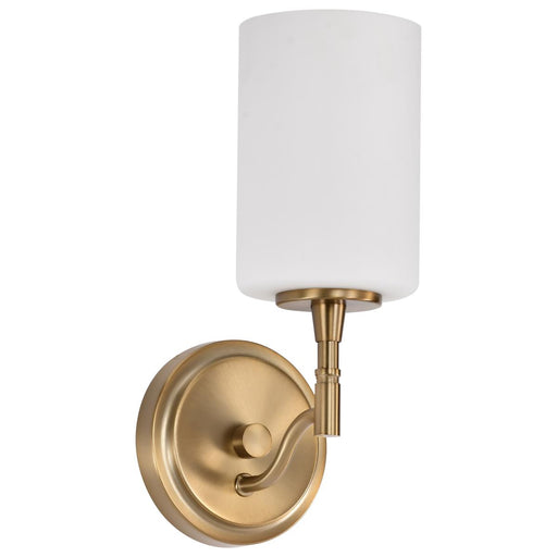 SATCO/NUVO Liam 1-Light Vanity Burnished Brass White Opal Glass (60-8201)