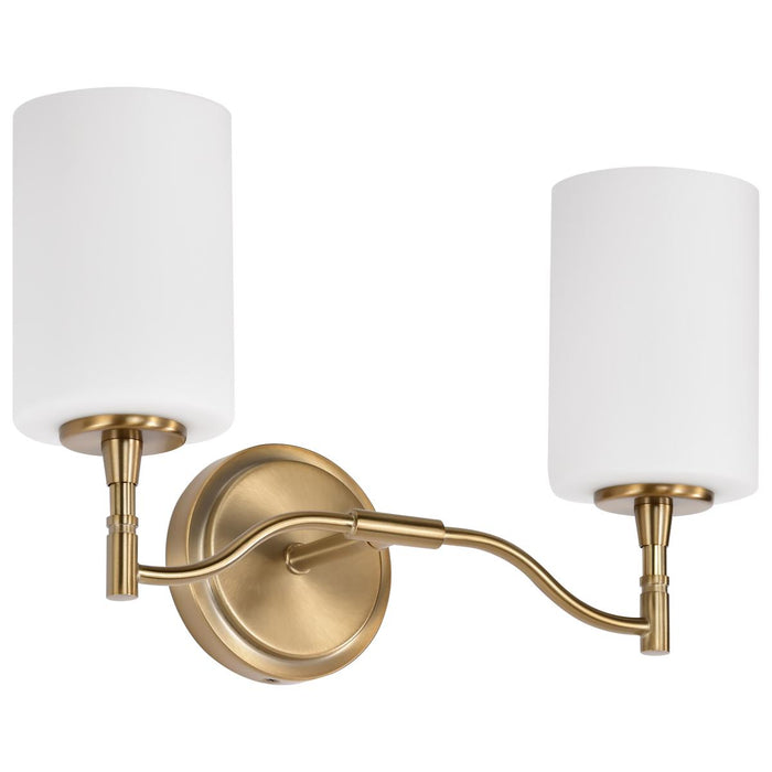 SATCO/NUVO Liam 2-Light Vanity Burnished Brass White Opal Glass (60-8202)