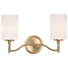 SATCO/NUVO Liam 2-Light Vanity Burnished Brass White Opal Glass (60-8202)