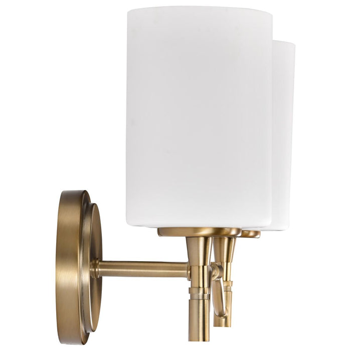 SATCO/NUVO Liam 2-Light Vanity Burnished Brass White Opal Glass (60-8202)