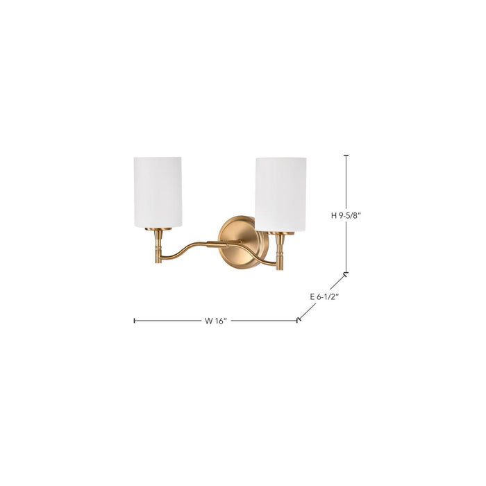 SATCO/NUVO Liam 2-Light Vanity Burnished Brass White Opal Glass (60-8202)