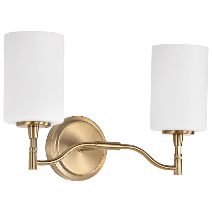 SATCO/NUVO Liam 2-Light Vanity Burnished Brass White Opal Glass (60-8202)