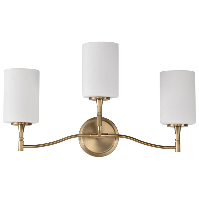 SATCO/NUVO Liam 3-Light Vanity Burnished Brass White Opal Glass (60-8203)