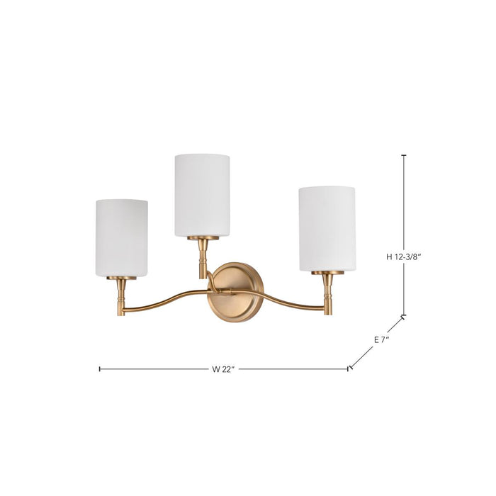 SATCO/NUVO Liam 3-Light Vanity Burnished Brass White Opal Glass (60-8203)