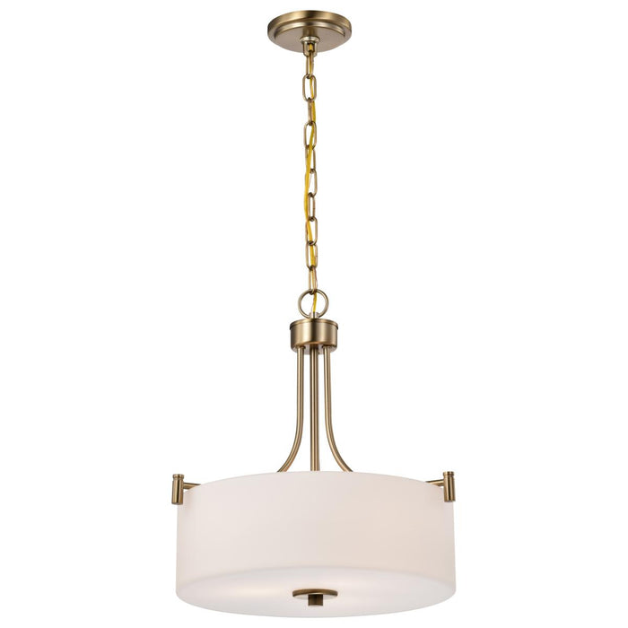 SATCO/NUVO Liam 3-Light Pendant Burnished Brass White Opal Glass (60-8204)