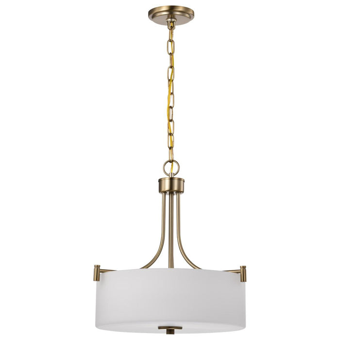 SATCO/NUVO Liam 3-Light Pendant Burnished Brass White Opal Glass (60-8204)