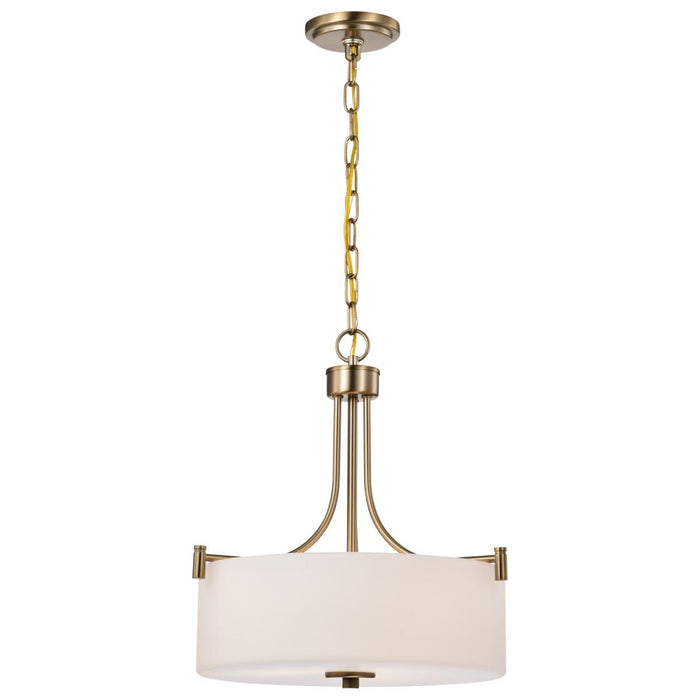 SATCO/NUVO Liam 3-Light Pendant Burnished Brass White Opal Glass (60-8204)