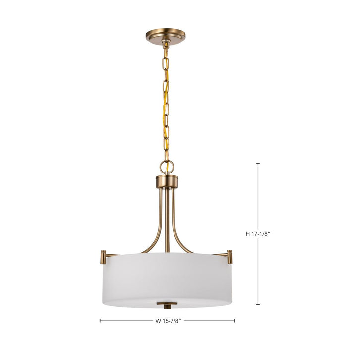 SATCO/NUVO Liam 3-Light Pendant Burnished Brass White Opal Glass (60-8204)