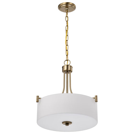SATCO/NUVO Liam 3-Light Pendant Burnished Brass White Opal Glass (60-8204)