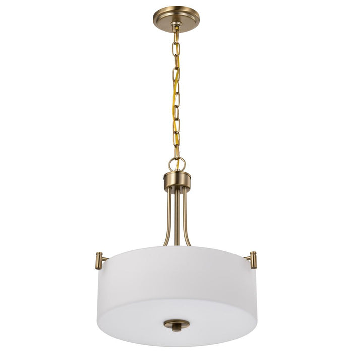 SATCO/NUVO Liam 3-Light Pendant Burnished Brass White Opal Glass (60-8204)