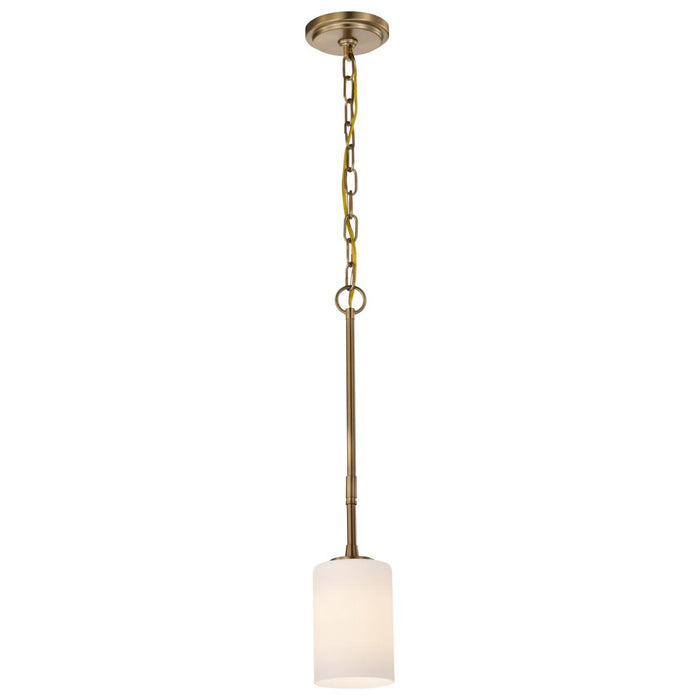 SATCO/NUVO Liam 1-Light Mini Pendant Burnished Brass White Opal Glass (60-8205)