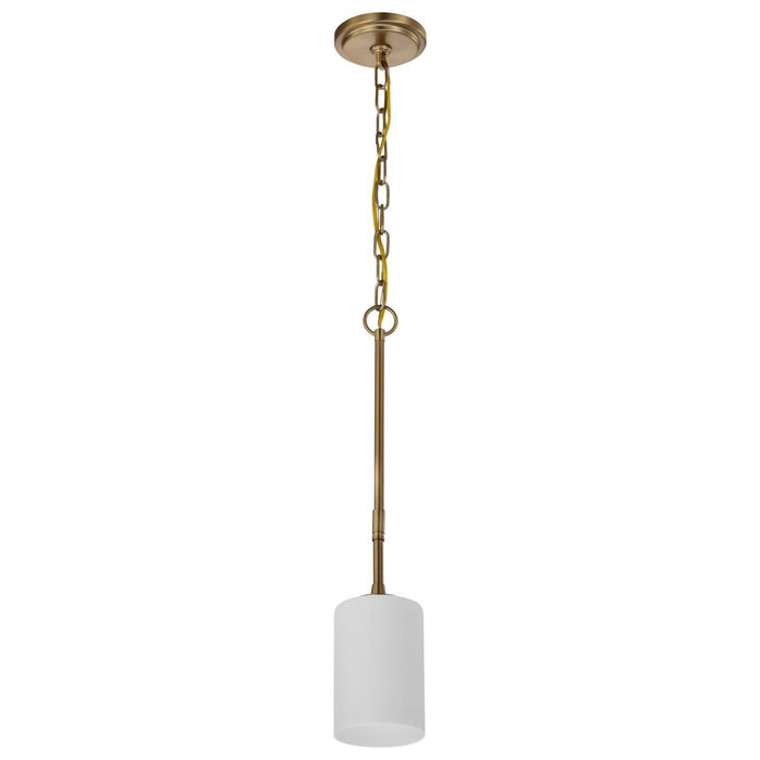 SATCO/NUVO Liam 1-Light Mini Pendant Burnished Brass White Opal Glass (60-8205)