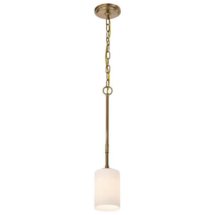 SATCO/NUVO Liam 1-Light Mini Pendant Burnished Brass White Opal Glass (60-8205)