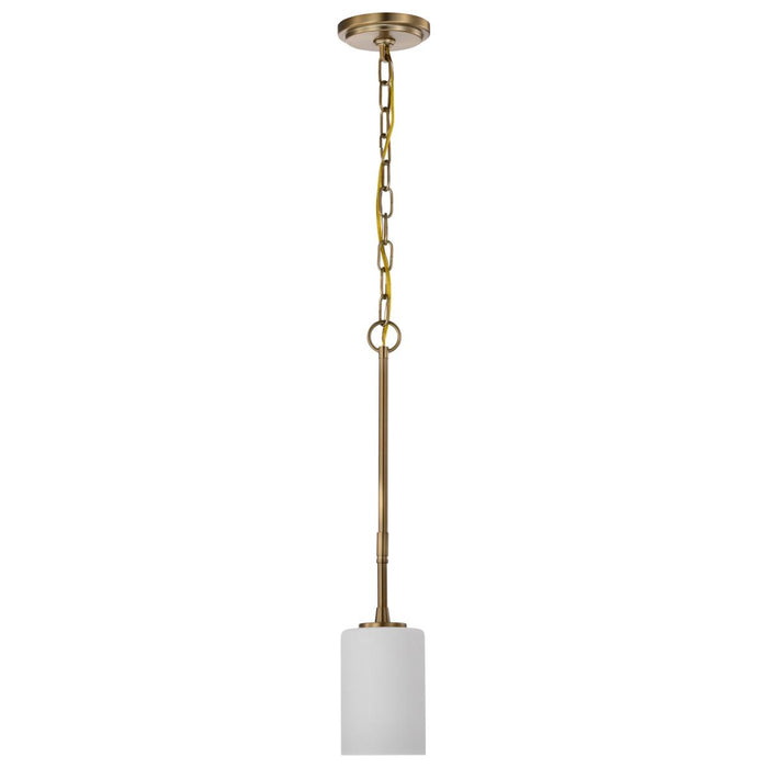 SATCO/NUVO Liam 1-Light Mini Pendant Burnished Brass White Opal Glass (60-8205)