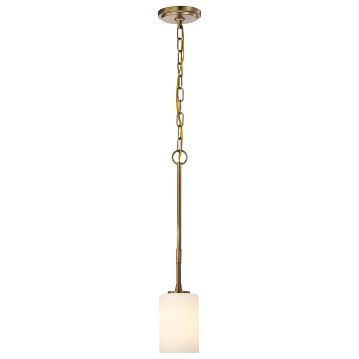 SATCO/NUVO Liam 1-Light Mini Pendant Burnished Brass White Opal Glass (60-8205)