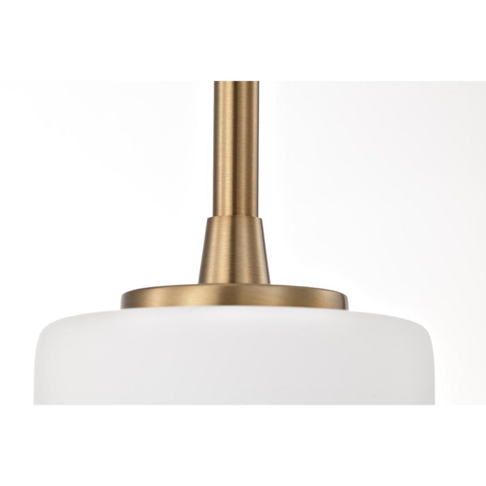 SATCO/NUVO Liam 1-Light Mini Pendant Burnished Brass White Opal Glass (60-8205)