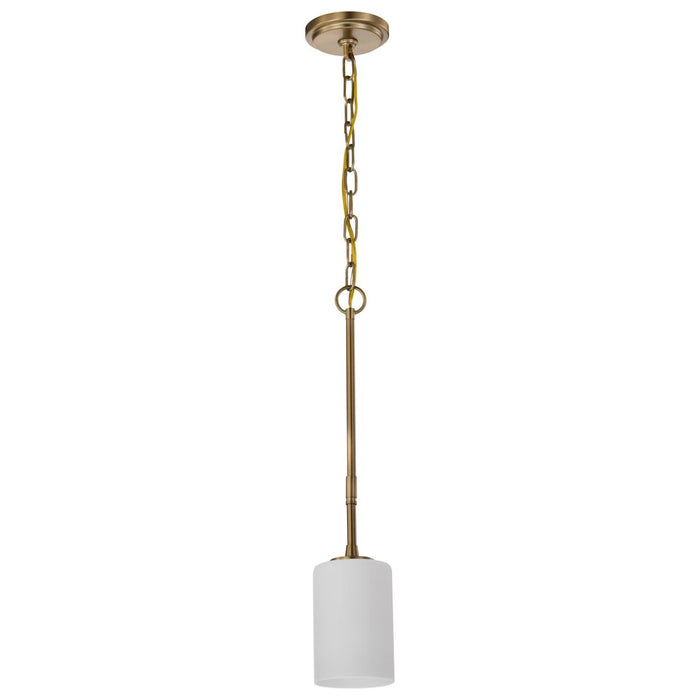 SATCO/NUVO Liam 1-Light Mini Pendant Burnished Brass White Opal Glass (60-8205)