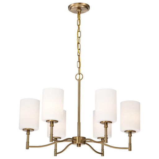 SATCO/NUVO Liam 6-Light Chandelier Burnished Brass White Opal Glass (60-8206)