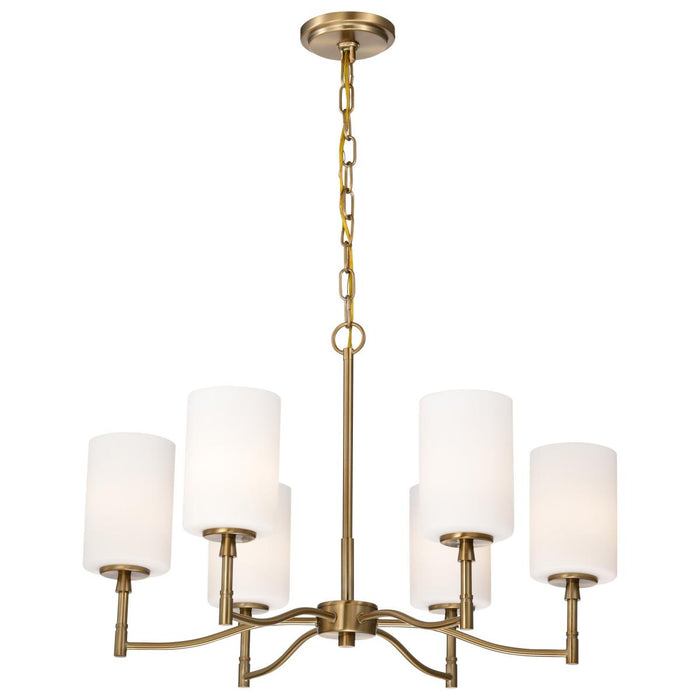 SATCO/NUVO Liam 6-Light Chandelier Burnished Brass White Opal Glass (60-8206)