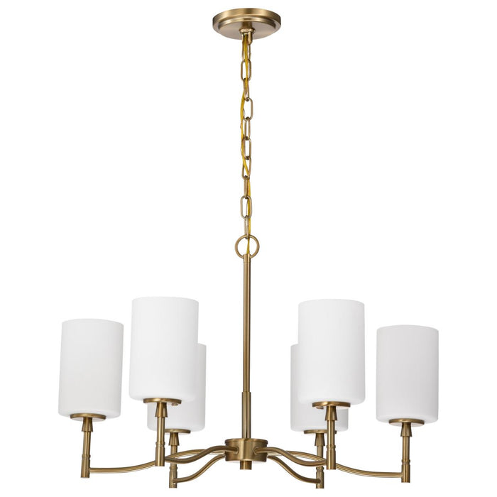 SATCO/NUVO Liam 6-Light Chandelier Burnished Brass White Opal Glass (60-8206)
