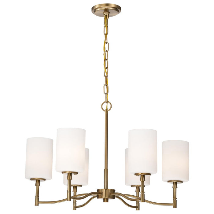 SATCO/NUVO Liam 6-Light Chandelier Burnished Brass White Opal Glass (60-8206)