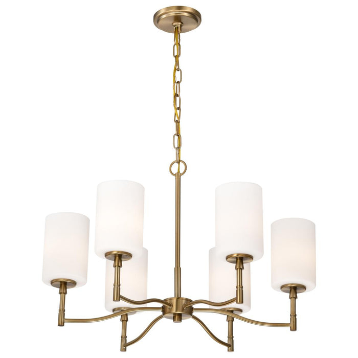 SATCO/NUVO Liam 6-Light Chandelier Burnished Brass White Opal Glass (60-8206)