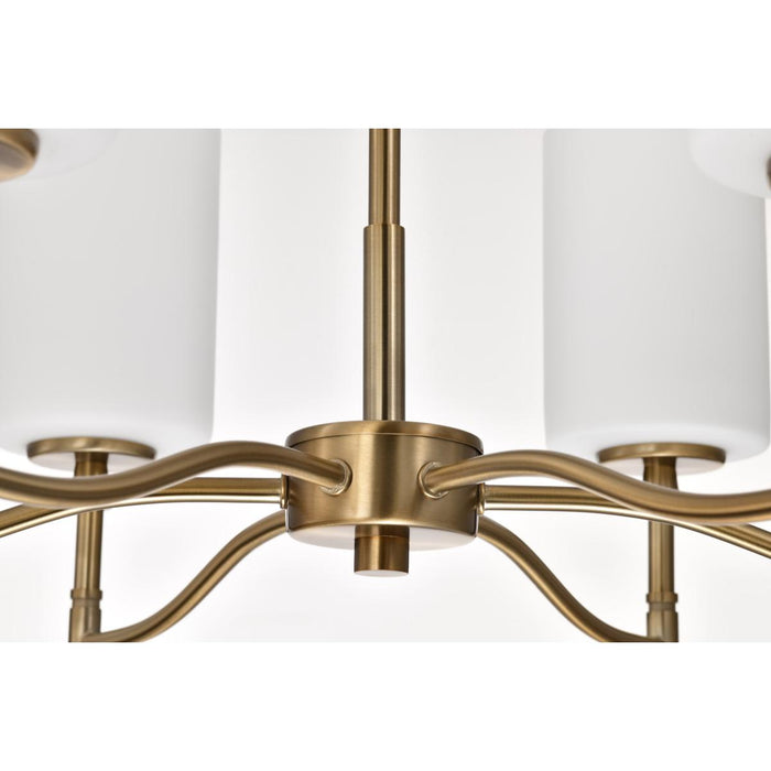 SATCO/NUVO Liam 6-Light Chandelier Burnished Brass White Opal Glass (60-8206)