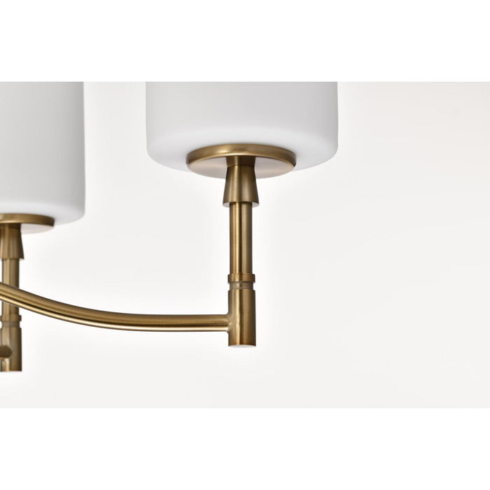 SATCO/NUVO Liam 6-Light Chandelier Burnished Brass White Opal Glass (60-8206)