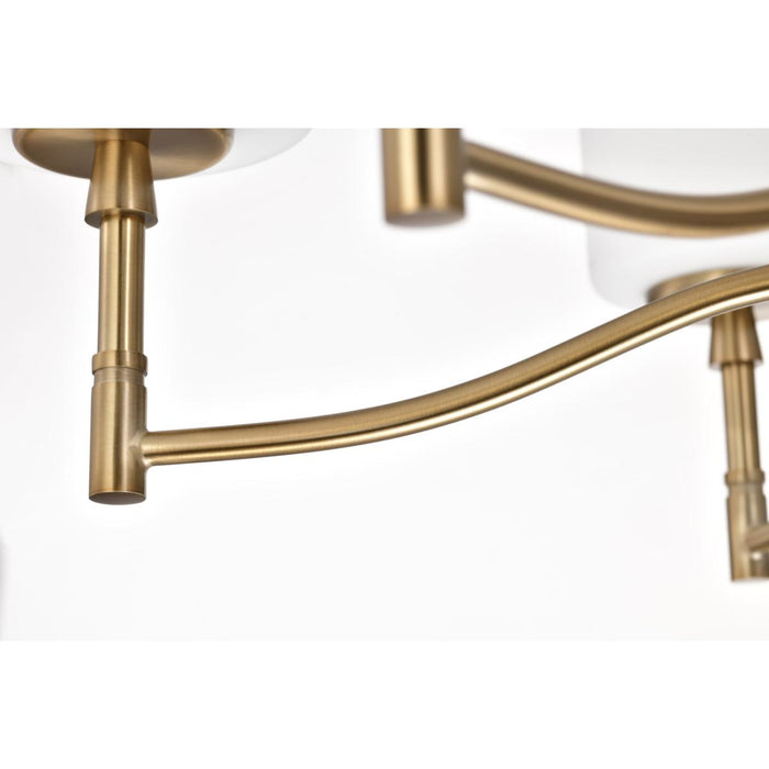 SATCO/NUVO Liam 6-Light Chandelier Burnished Brass White Opal Glass (60-8206)