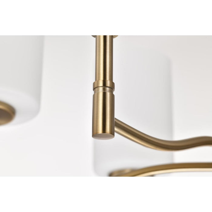 SATCO/NUVO Liam 6-Light Chandelier Burnished Brass White Opal Glass (60-8206)
