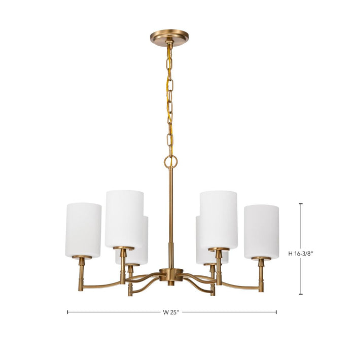 SATCO/NUVO Liam 6-Light Chandelier Burnished Brass White Opal Glass (60-8206)