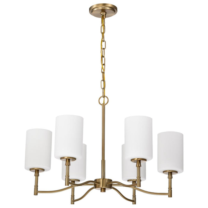 SATCO/NUVO Liam 6-Light Chandelier Burnished Brass White Opal Glass (60-8206)