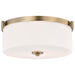 SATCO/NUVO Liam 3-Light Flush Mount Burnished Brass White Opal Glass (60-8207)