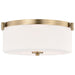 SATCO/NUVO Liam 3-Light Flush Mount Burnished Brass White Opal Glass (60-8207)