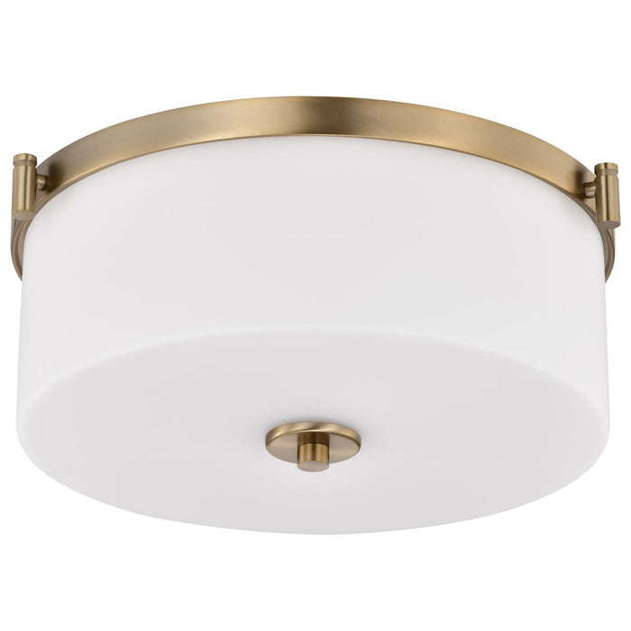 SATCO/NUVO Liam 3-Light Flush Mount Burnished Brass White Opal Glass (60-8207)