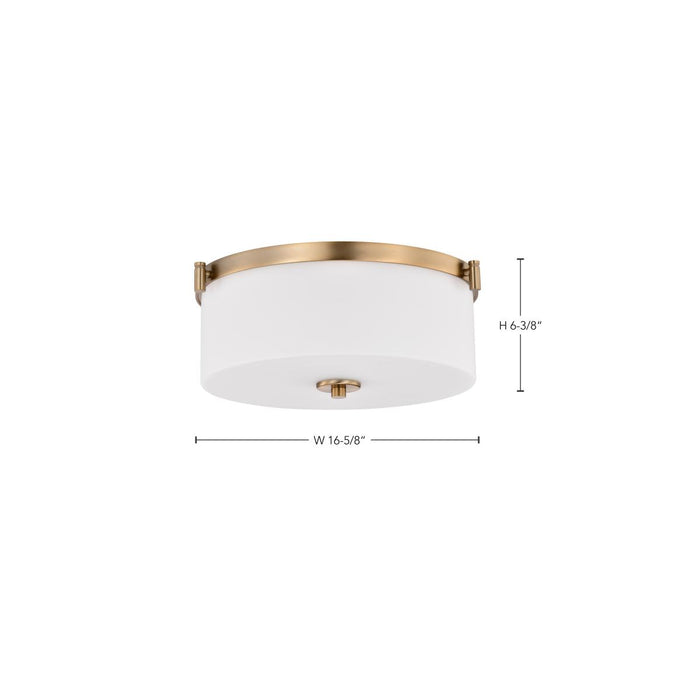 SATCO/NUVO Liam 3-Light Flush Mount Burnished Brass White Opal Glass (60-8207)