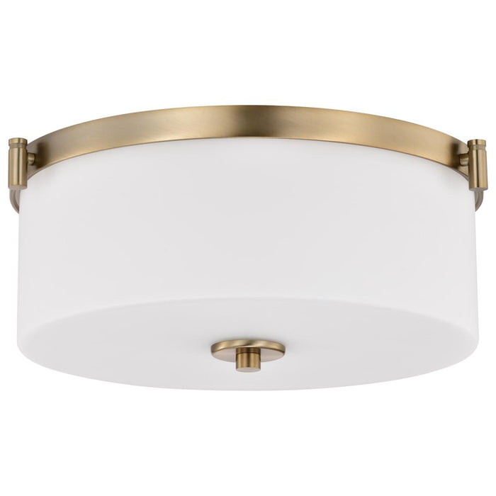 SATCO/NUVO Liam 3-Light Flush Mount Burnished Brass White Opal Glass (60-8207)