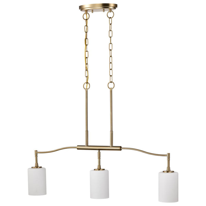 SATCO/NUVO Liam 3-Light Island Pendant Burnished Brass White Opal Glass (60-8208)