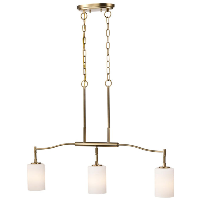SATCO/NUVO Liam 3-Light Island Pendant Burnished Brass White Opal Glass (60-8208)