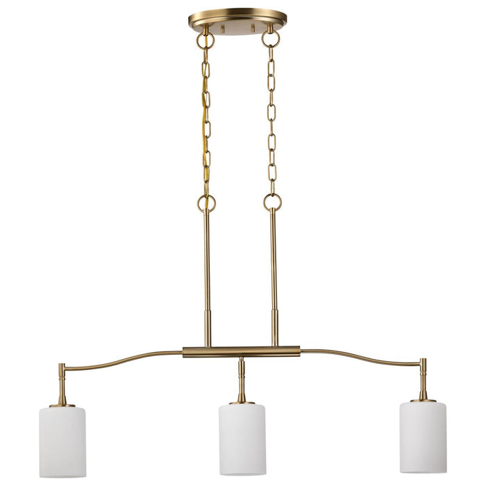 SATCO/NUVO Liam 3-Light Island Pendant Burnished Brass White Opal Glass (60-8208)
