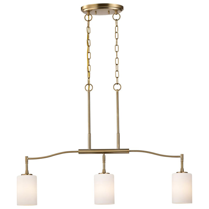 SATCO/NUVO Liam 3-Light Island Pendant Burnished Brass White Opal Glass (60-8208)