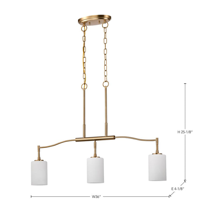 SATCO/NUVO Liam 3-Light Island Pendant Burnished Brass White Opal Glass (60-8208)