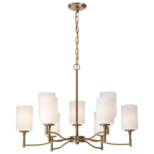 SATCO/NUVO Liam 9-Light Chandelier Burnished Brass White Opal Glass (60-8209)