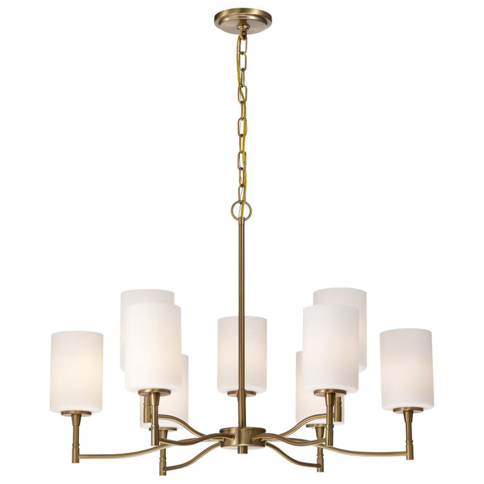 SATCO/NUVO Liam 9-Light Chandelier Burnished Brass White Opal Glass (60-8209)