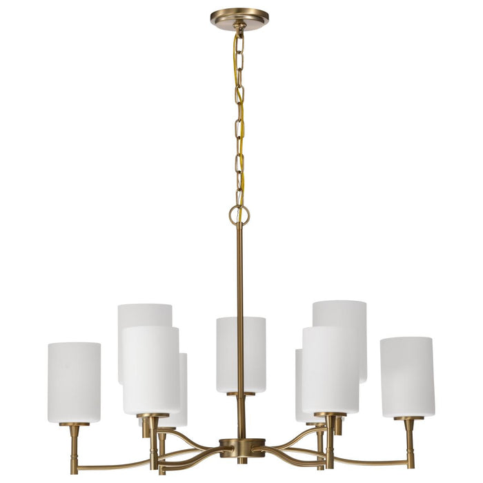 SATCO/NUVO Liam 9-Light Chandelier Burnished Brass White Opal Glass (60-8209)