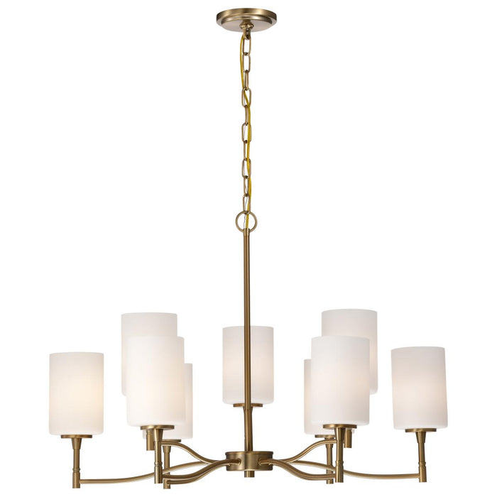 SATCO/NUVO Liam 9-Light Chandelier Burnished Brass White Opal Glass (60-8209)